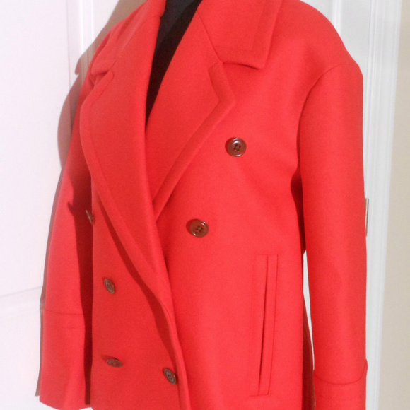 J CREW Wool Melton Peacoat 8/10T WARM RED JACKET - Picture 5 of 8